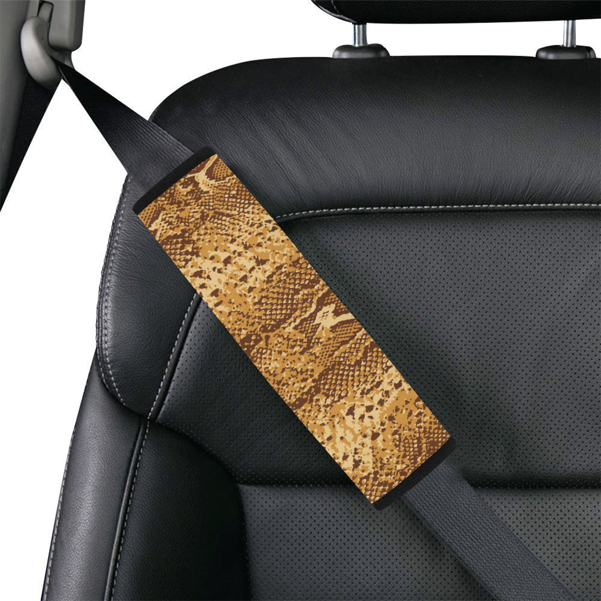 Python Brown Pattern Print Design A03 Car Seat Belt Cover