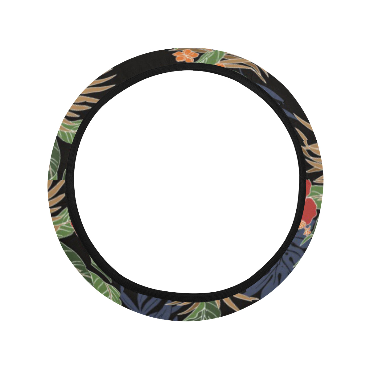 Hawaiian Themed Pattern Print Design H011 Steering Wheel Cover with Elastic Edge