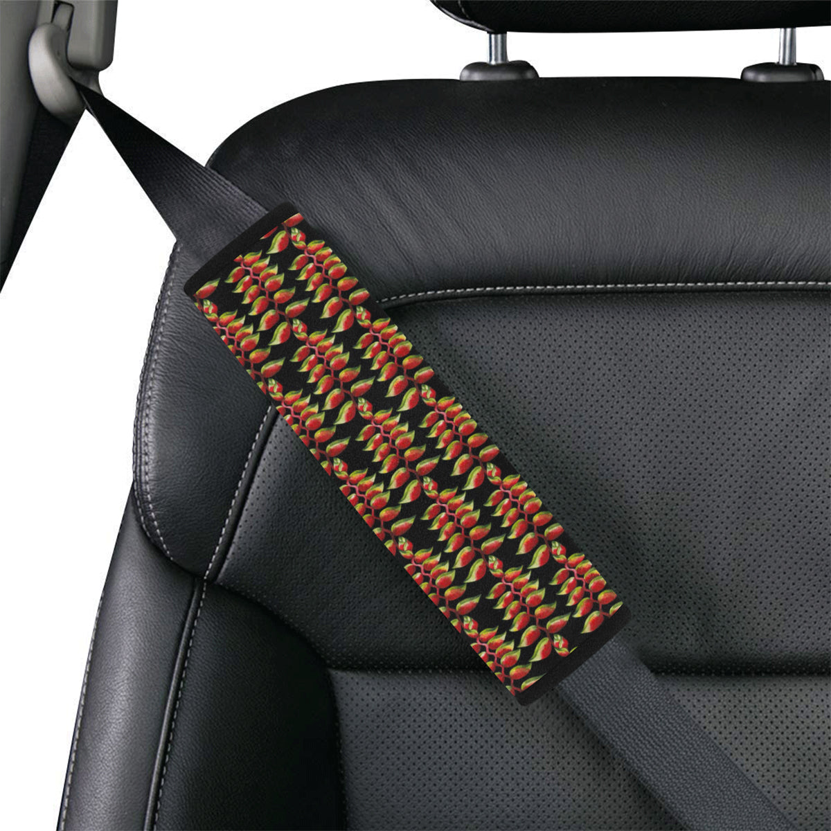 Heliconia Pattern Print Design HL05 Car Seat Belt Cover