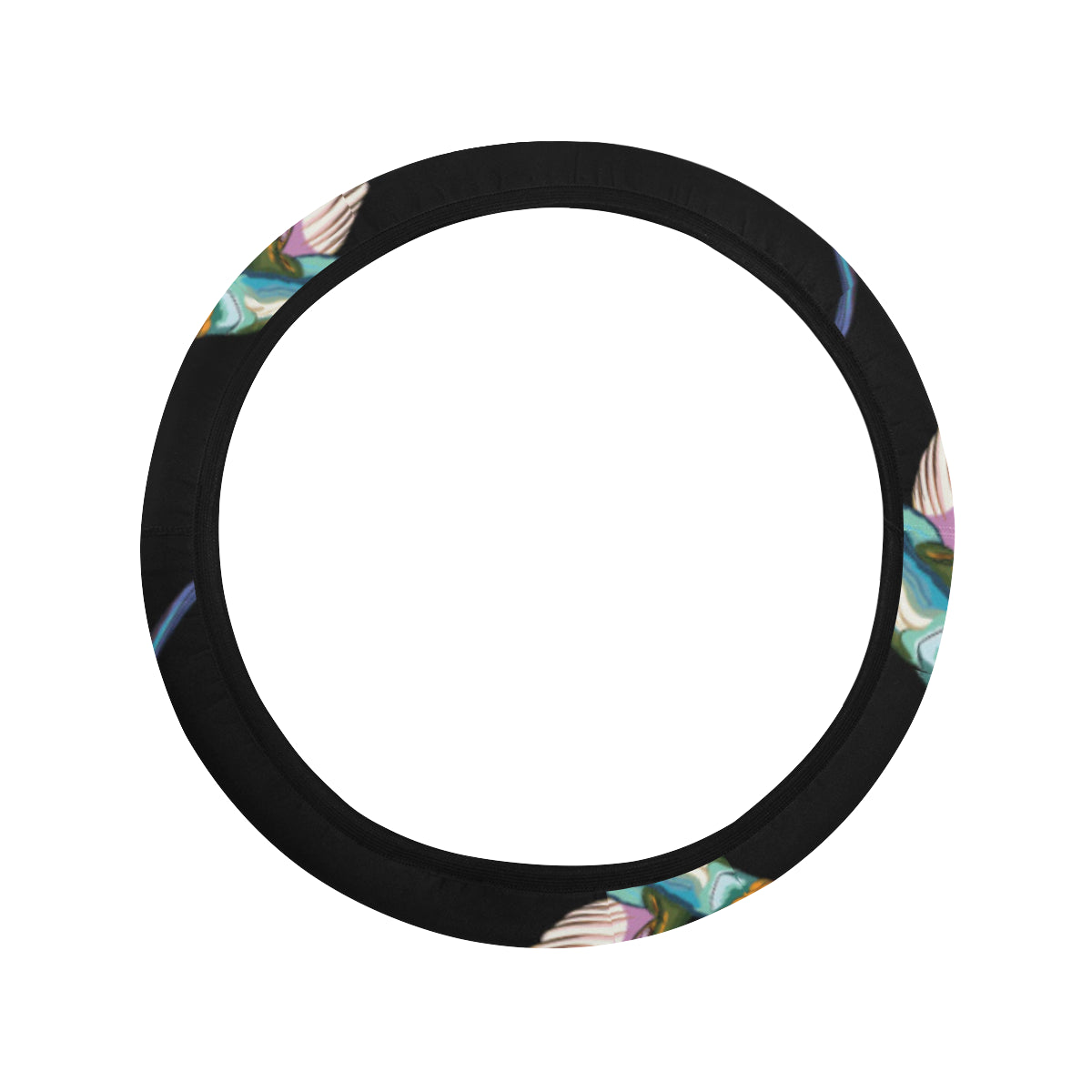 Hummingbird Pattern Print Design 06 Steering Wheel Cover with Elastic Edge