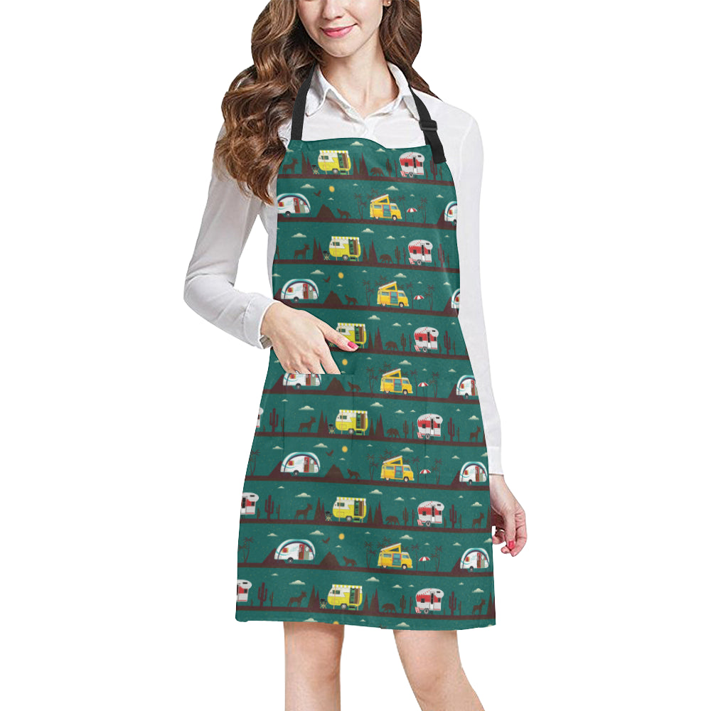 Camper Pattern Print Design 05 Apron with Pocket