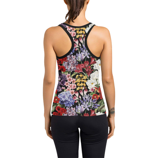 Summer Floral Pattern Print Design SF04 Women's Racerback Tank Top