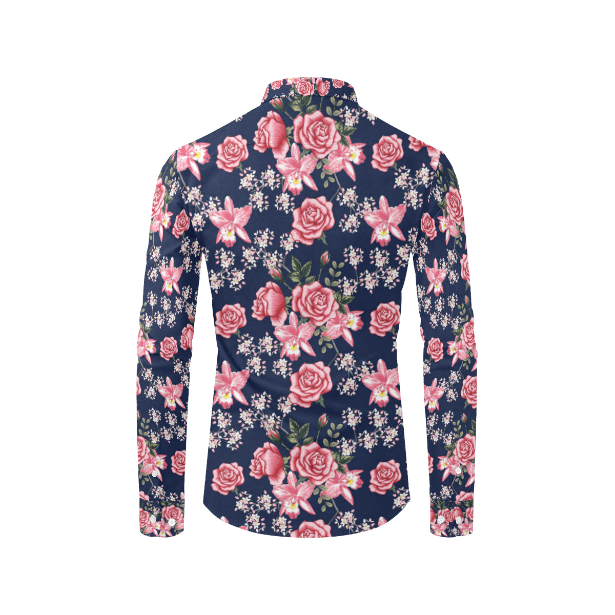 Rose Pattern Print Design A05 Men's Long Sleeve Shirt