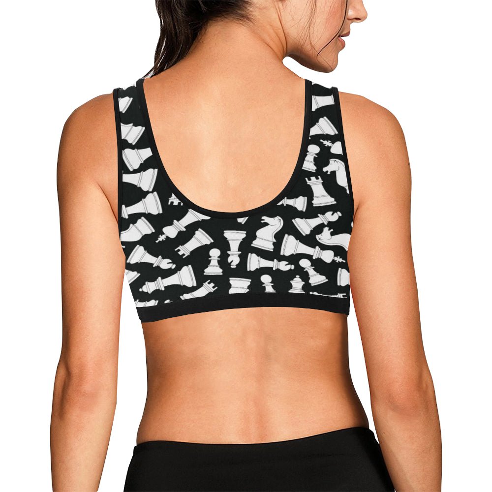 Chess Pattern Print Design 01 Sports Bra