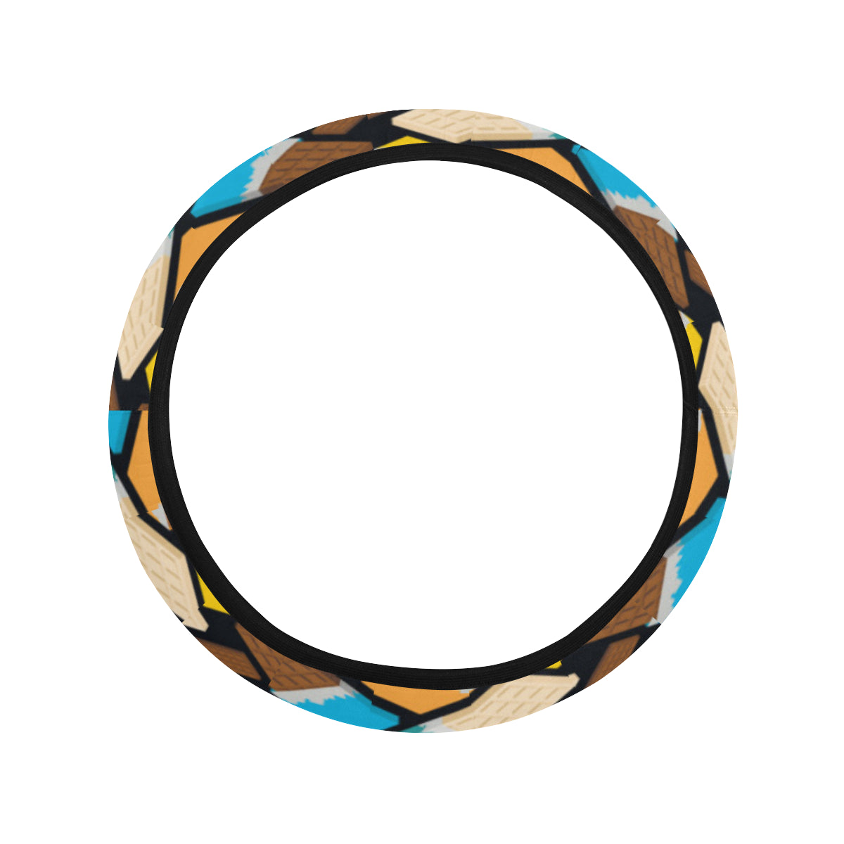 Chocolate Pattern Print Design 02 Steering Wheel Cover with Elastic Edge