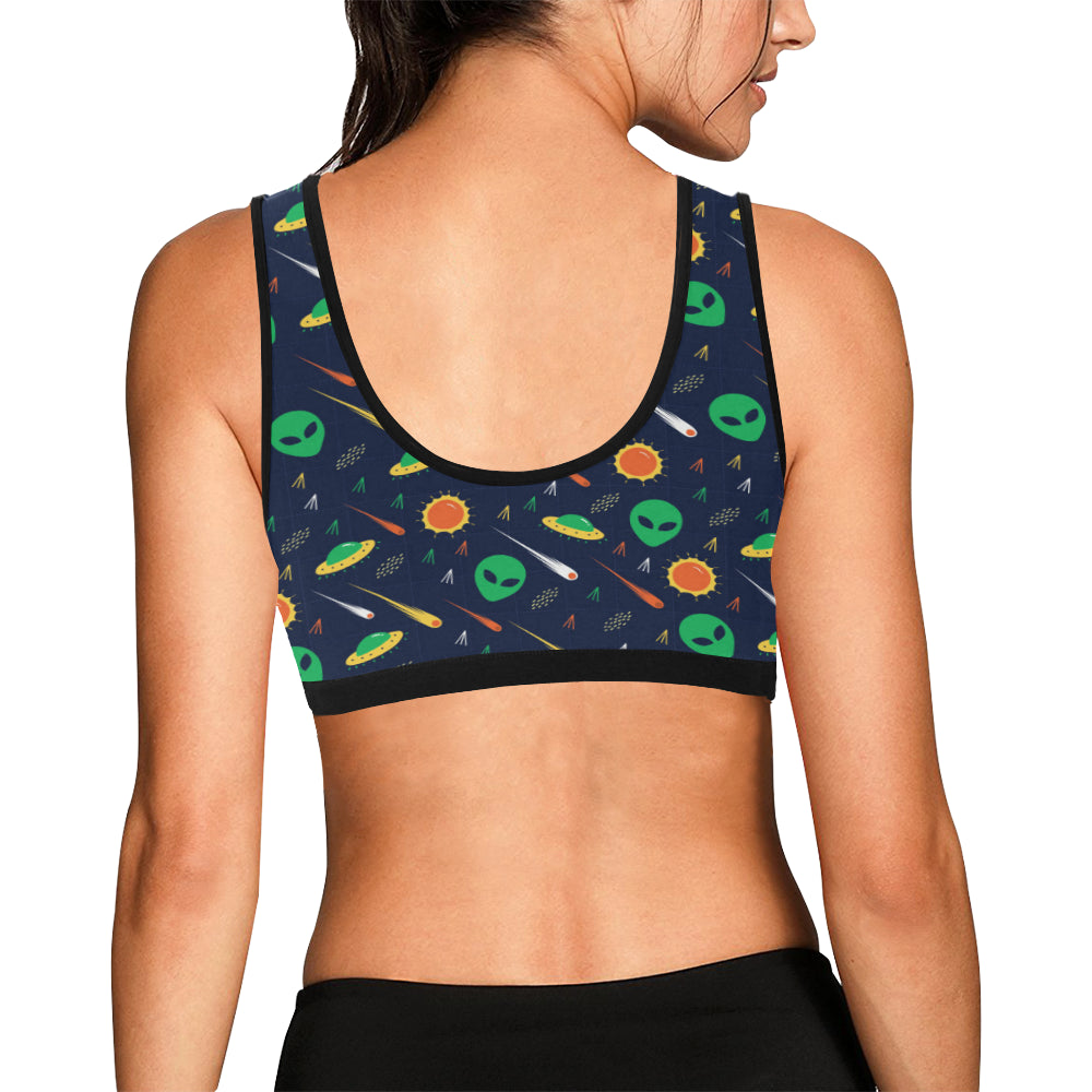 Alien UFO Pattern Print Design 05 Sports Bra