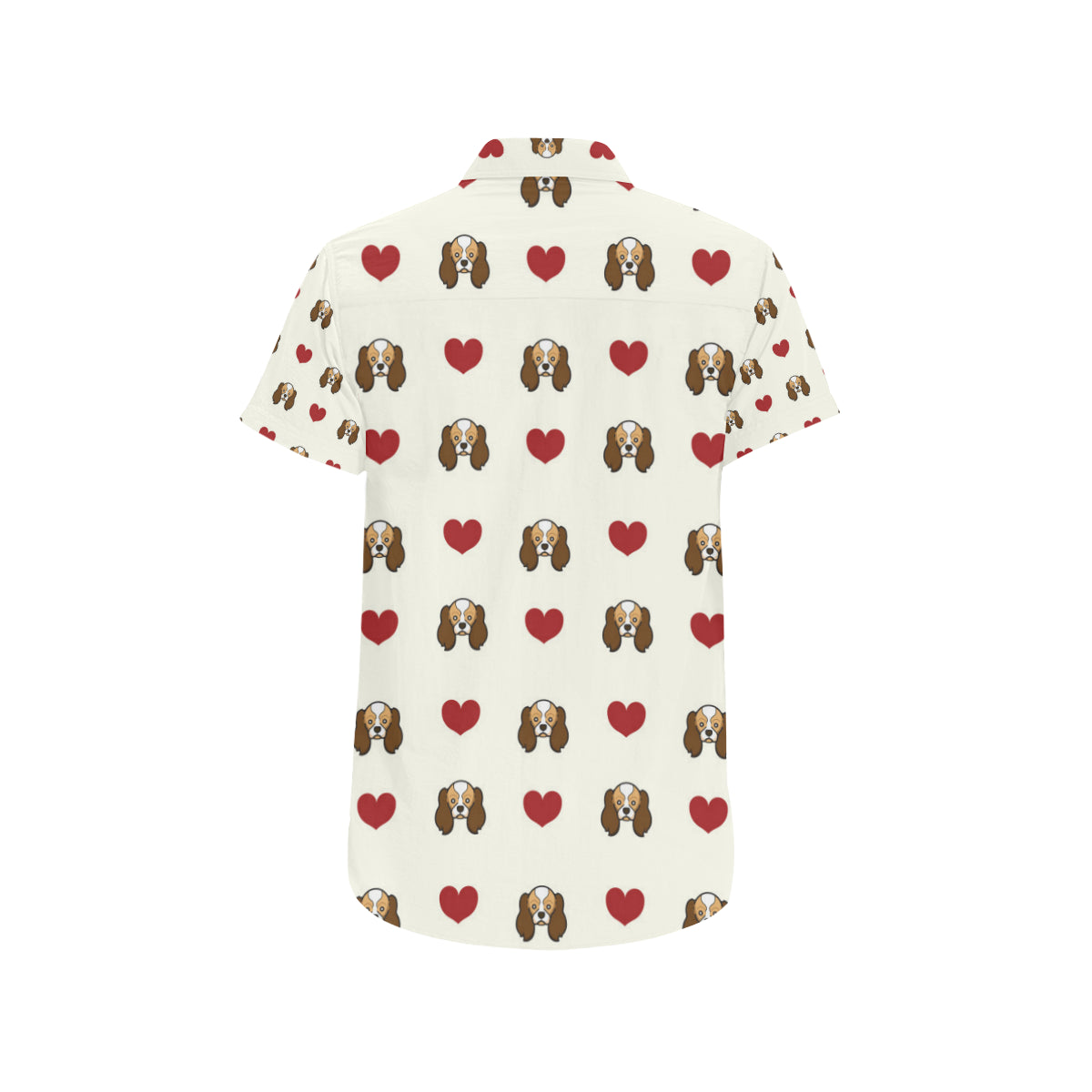 Cavalier King Charles Spaniels Pattern Print Desig Men's Short Sleeve Button Up Shirt