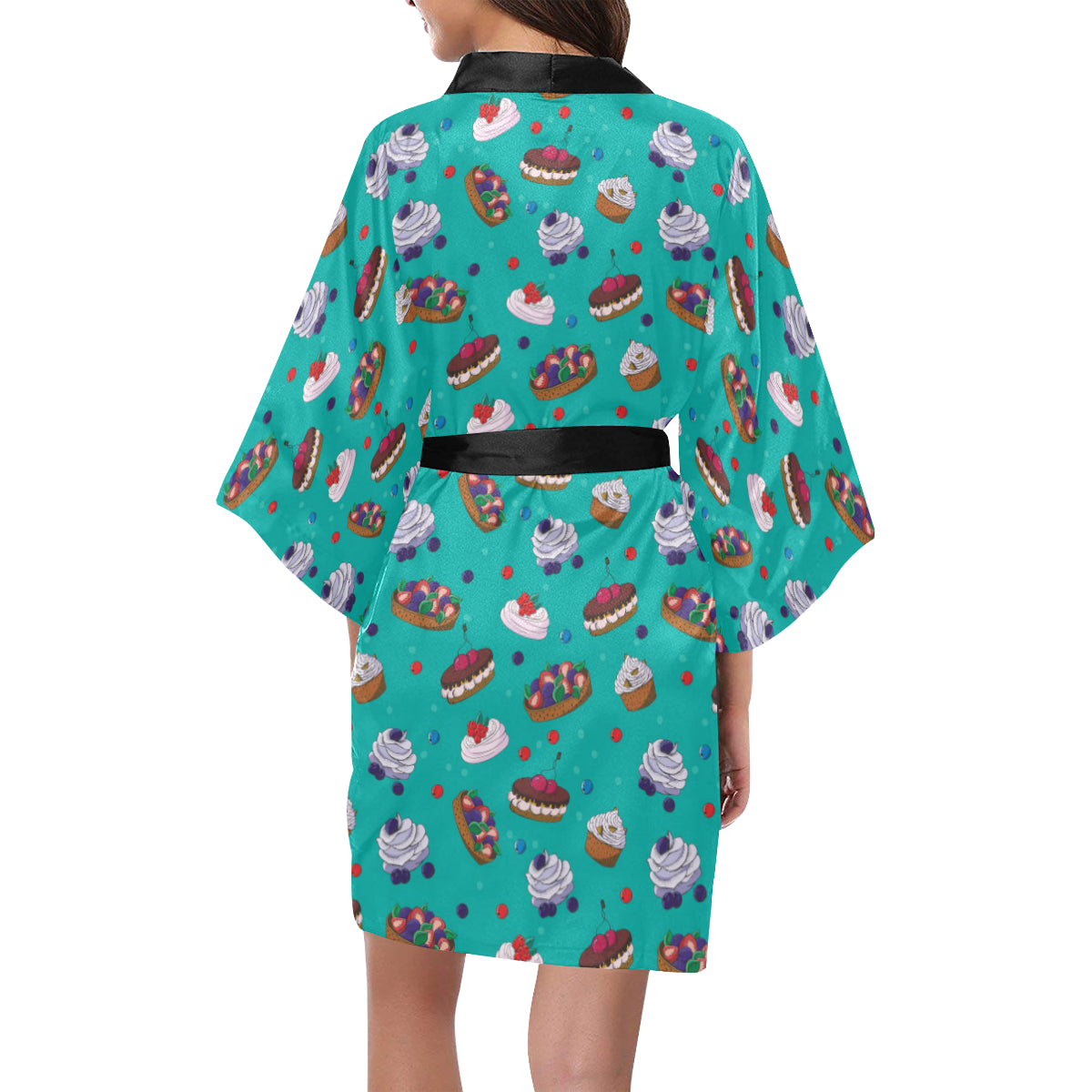 Cake Pattern Print Design 07 Women's Short Kimono