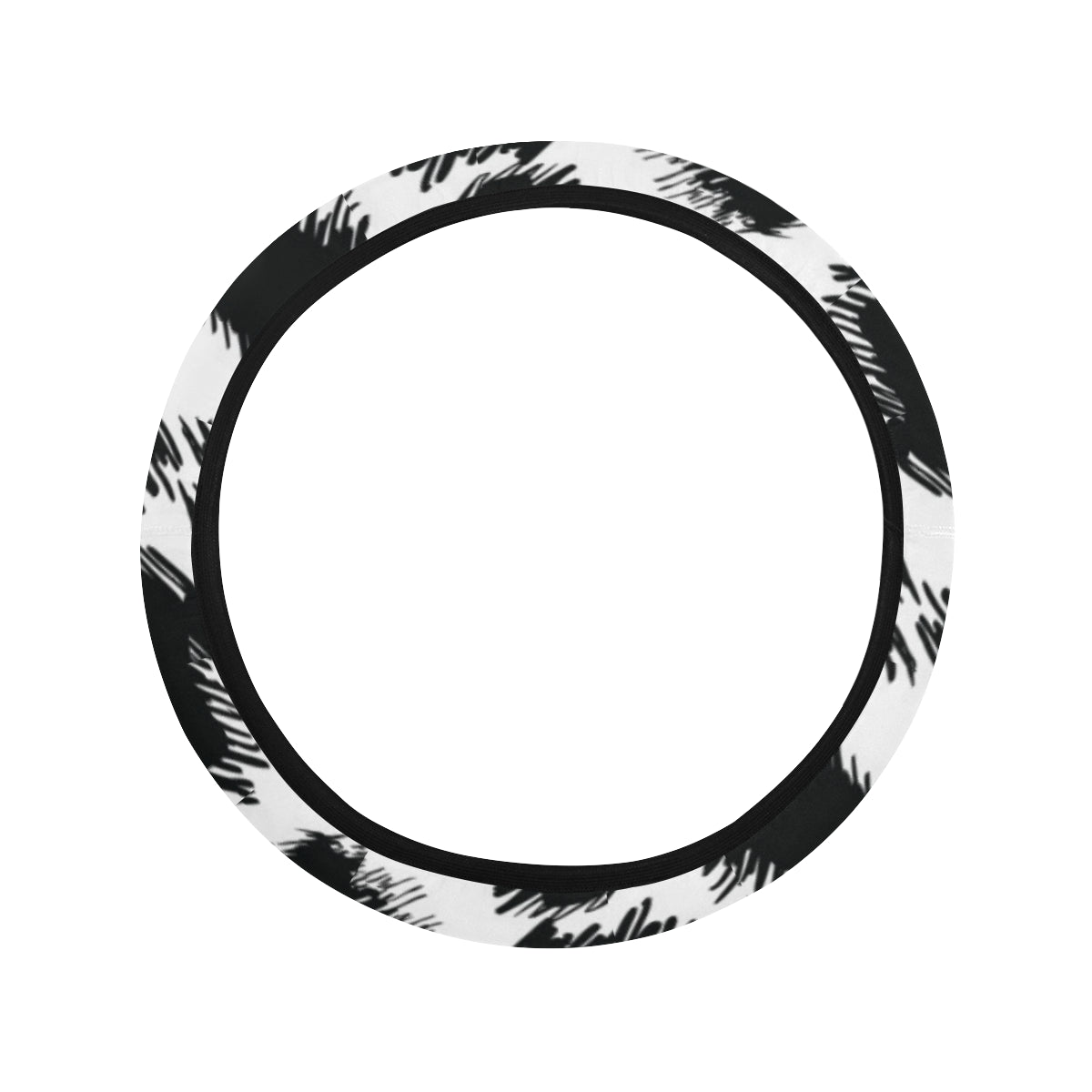 Cheetah Black Print Pattern Steering Wheel Cover with Elastic Edge