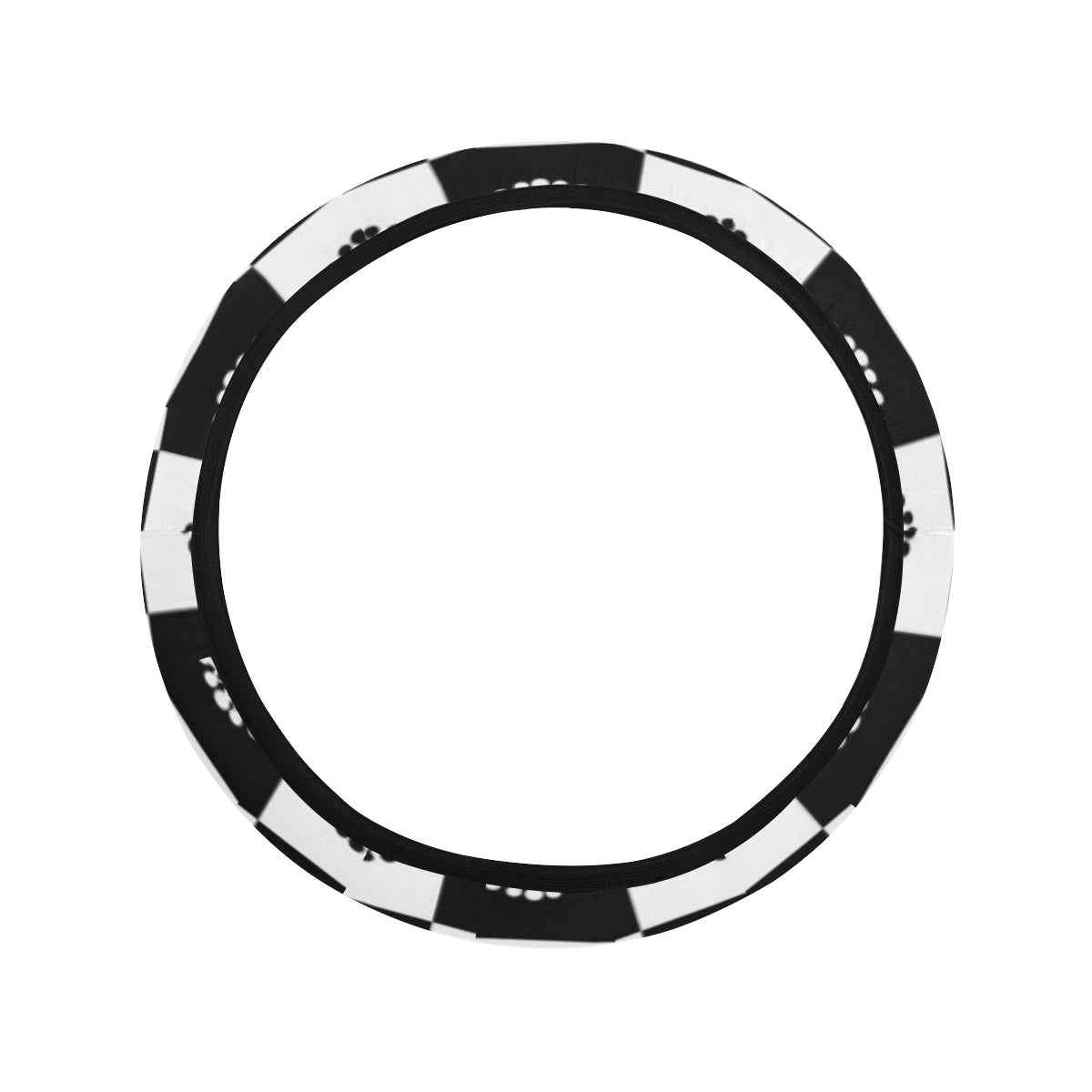 Checkered Flag Crown Pattern Steering Wheel Cover with Elastic Edge