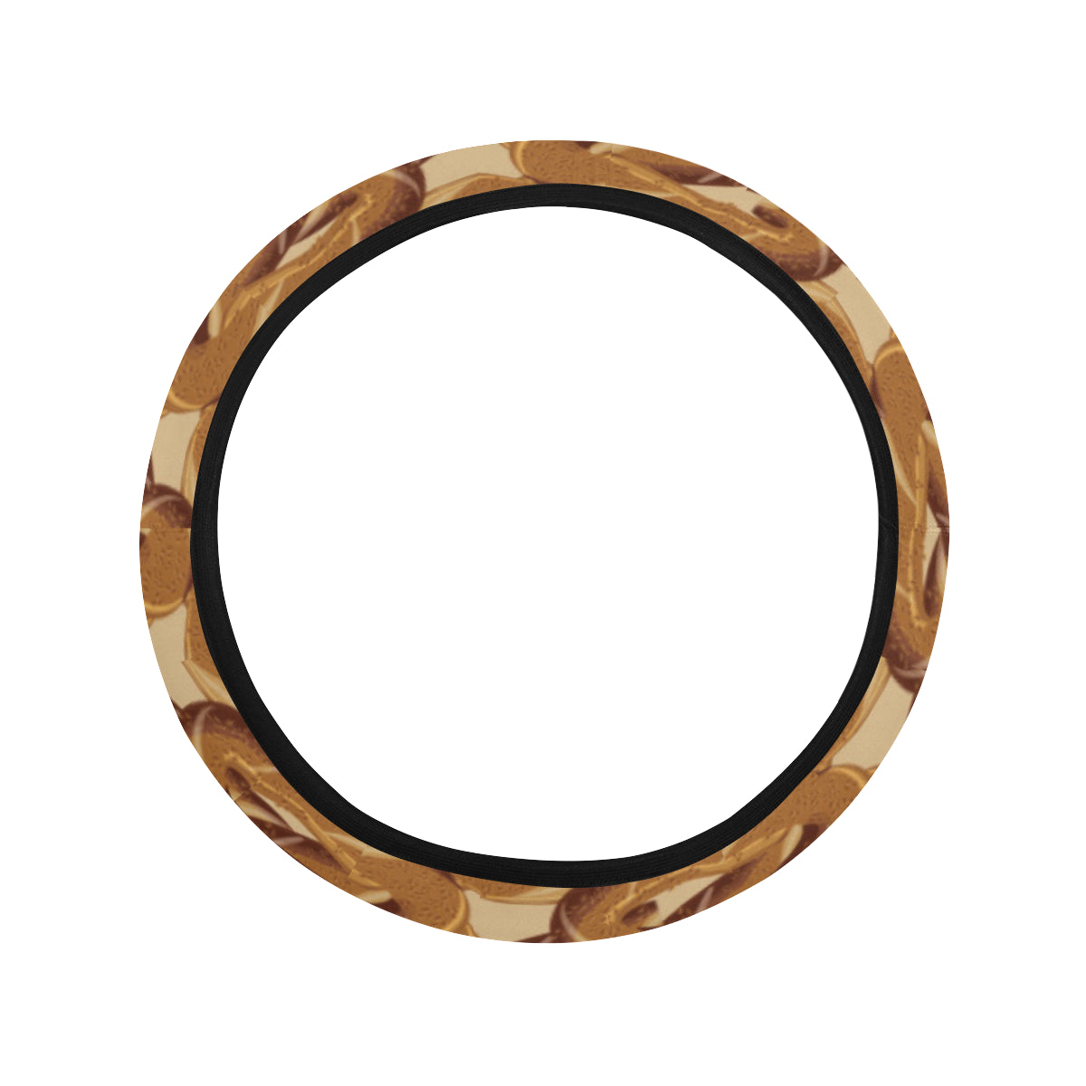 Bagel Pattern Print Design 02 Steering Wheel Cover with Elastic Edge