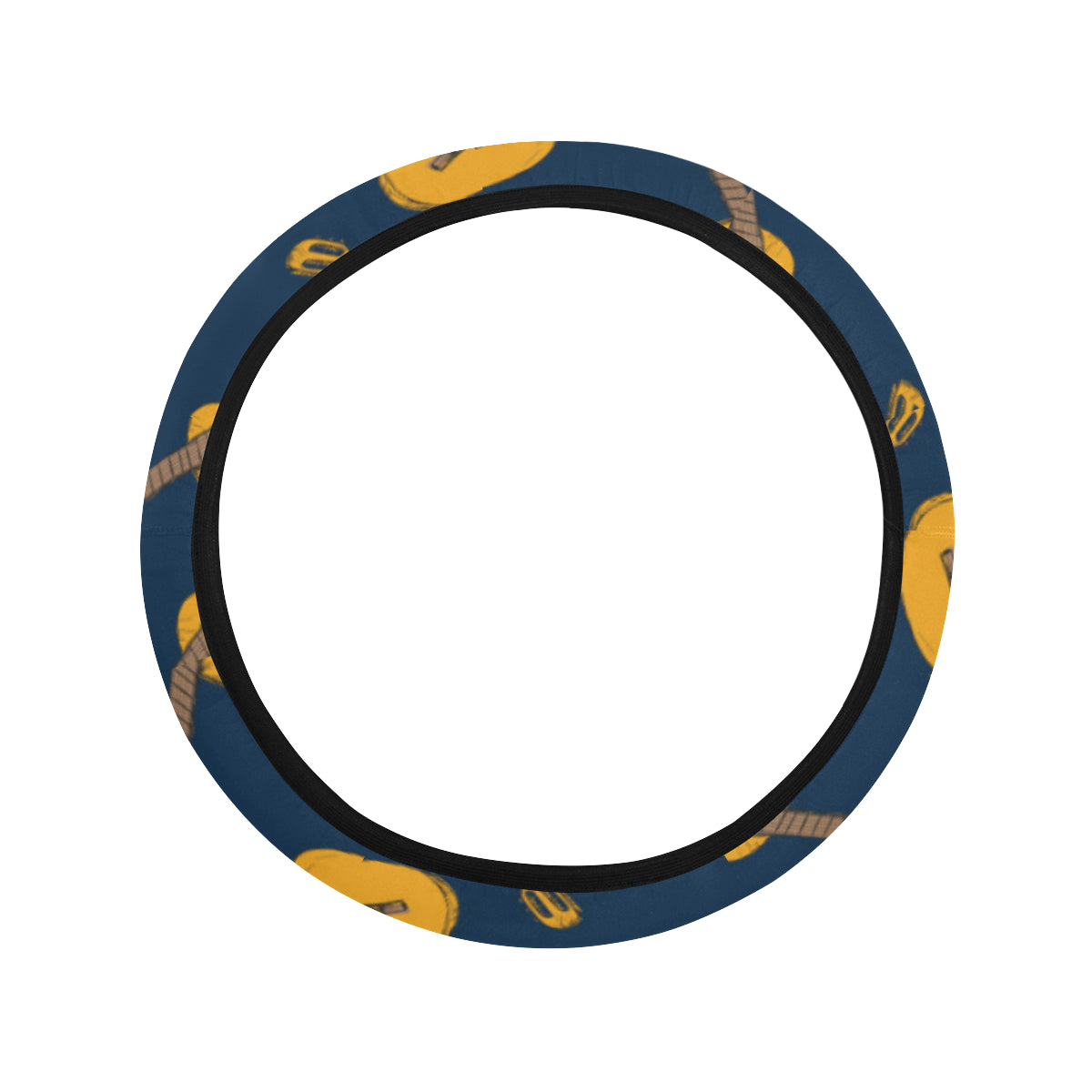 Acoustic Guitar Pattern Print Design 04 Steering Wheel Cover with Elastic Edge