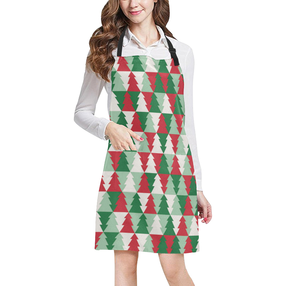 Christmas Tree Pattern Print Design 01 Apron with Pocket