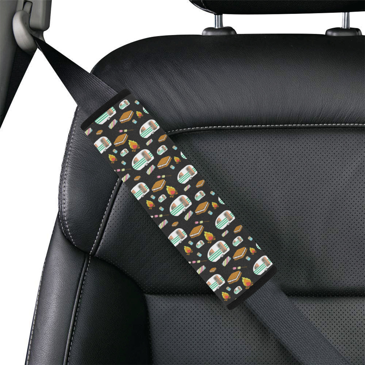 Camper marshmallow Camping Design Print Car Seat Belt Cover