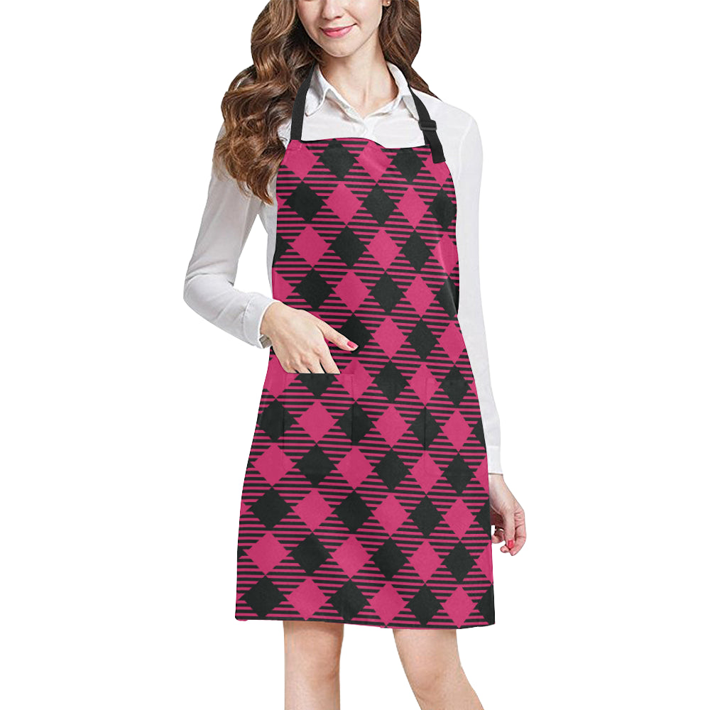 Buffalo check Pink Pattern Print Design 01 Apron with Pocket