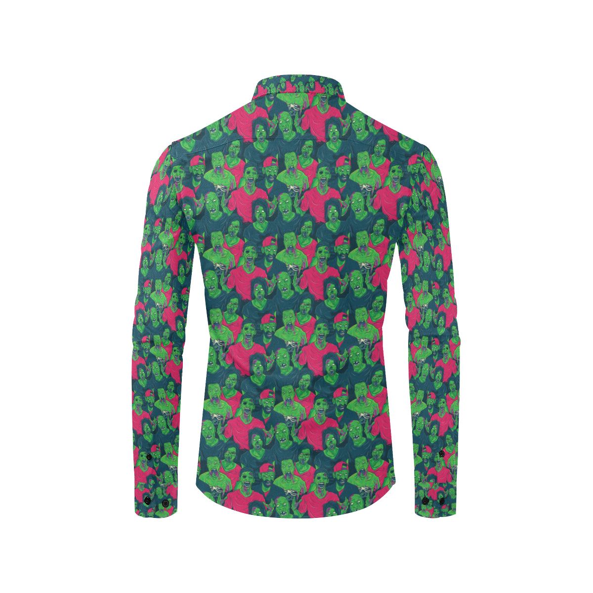 Zombie Themed Design Pattern Print Men's Long Sleeve Shirt
