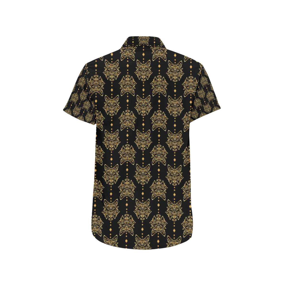 Aztec Wolf Pattern Print Design 04 Men's Short Sleeve Button Up Shirt