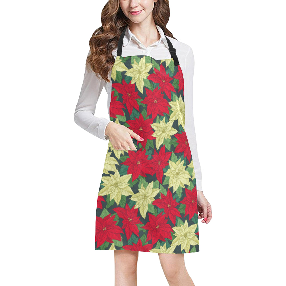 Poinsettia Pattern Print Design POT06 Apron with Pocket