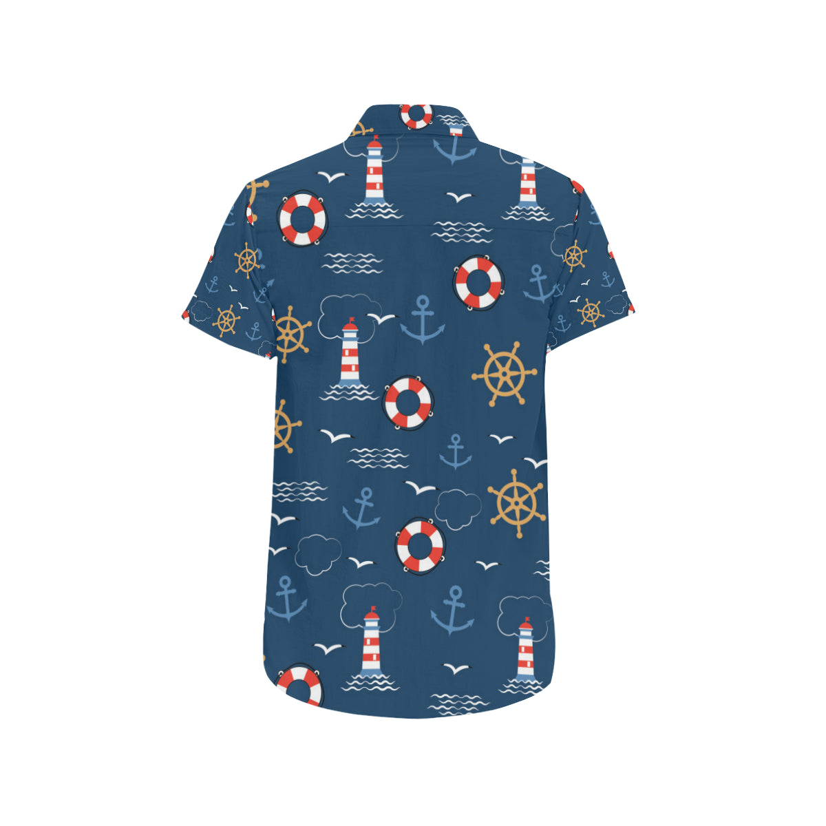 Nautical Pattern Print Design A06 Men's Short Sleeve Button Up Shirt