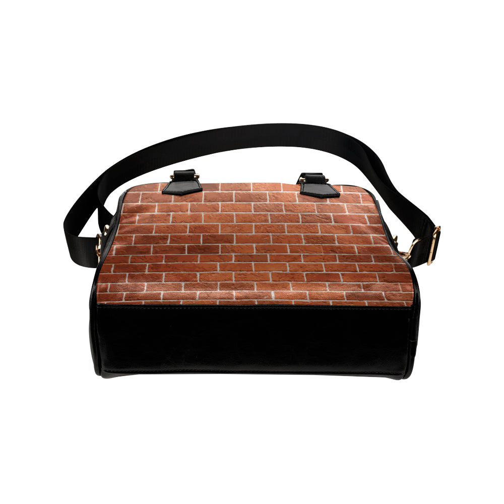 Brick Brown Pattern Print Design 02 Shoulder Handbag