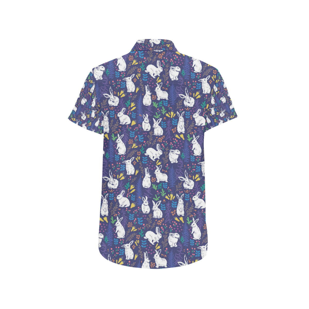 Bunny Pattern Print Design 01 Men's Short Sleeve Button Up Shirt