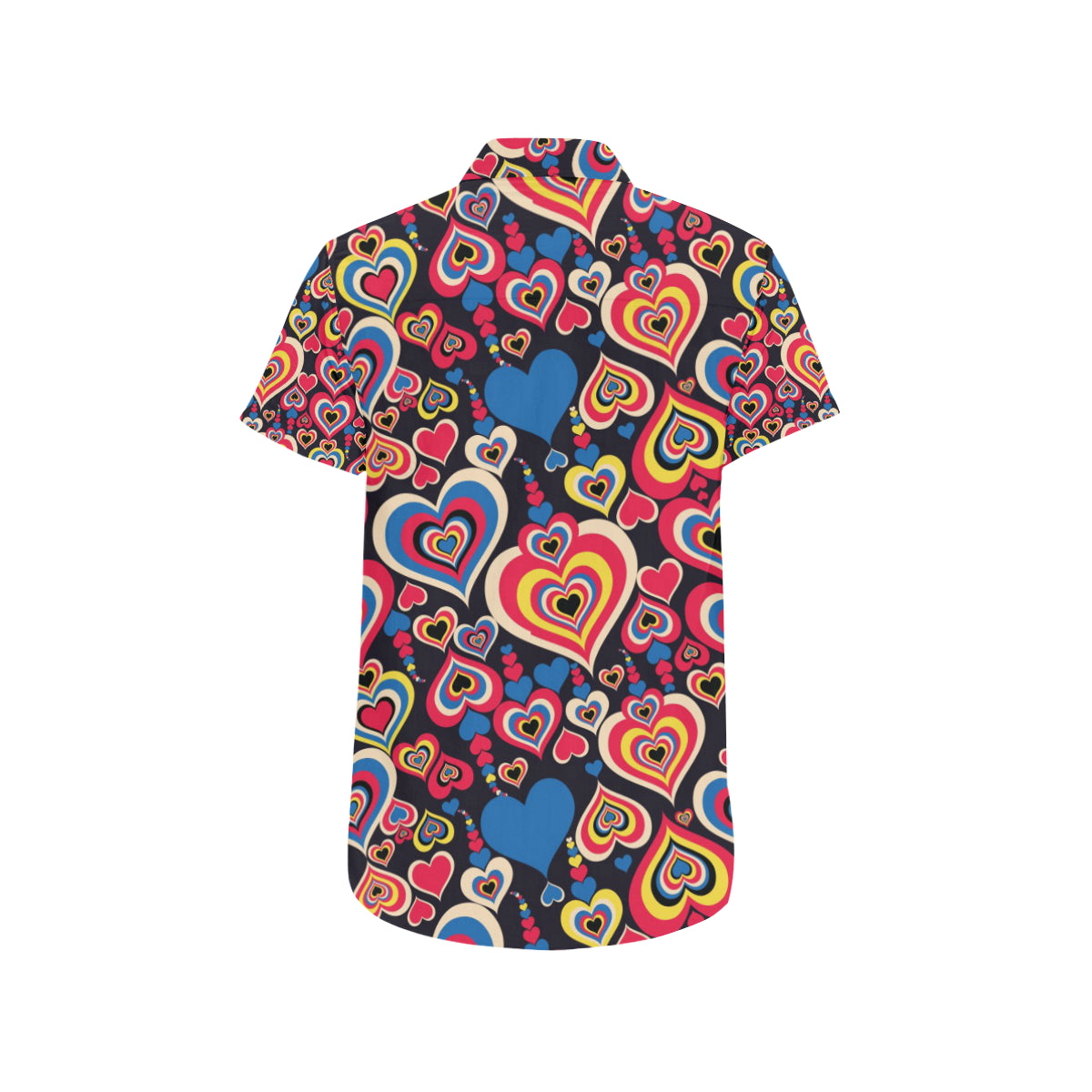 Heart Pattern Print Design HE08 Men's Short Sleeve Button Up Shirt