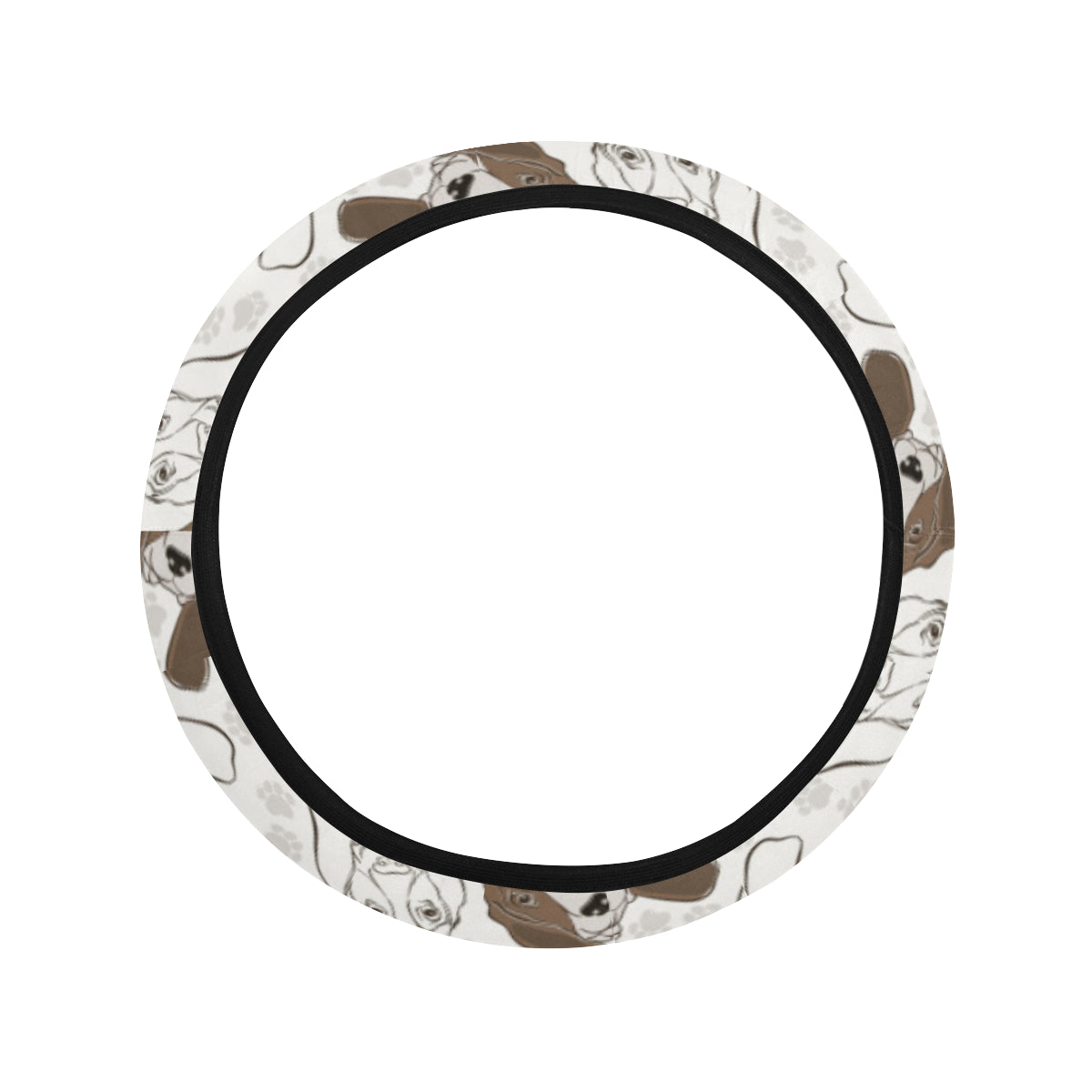 Basset Hound Pattern Print Design 01 Steering Wheel Cover with Elastic Edge