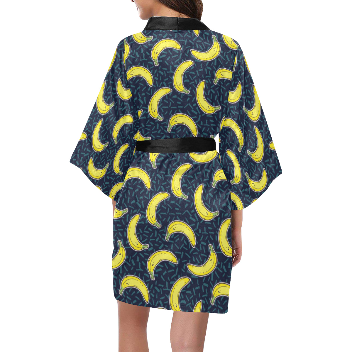 Banana Pattern Print Design BA09 Women's Short Kimono