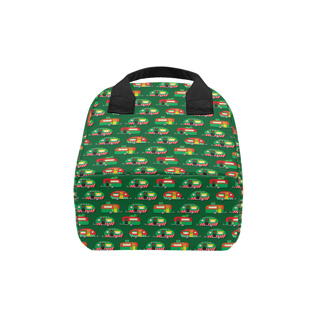 Camper Camping Christmas Themed Print Insulated Lunch Bag
