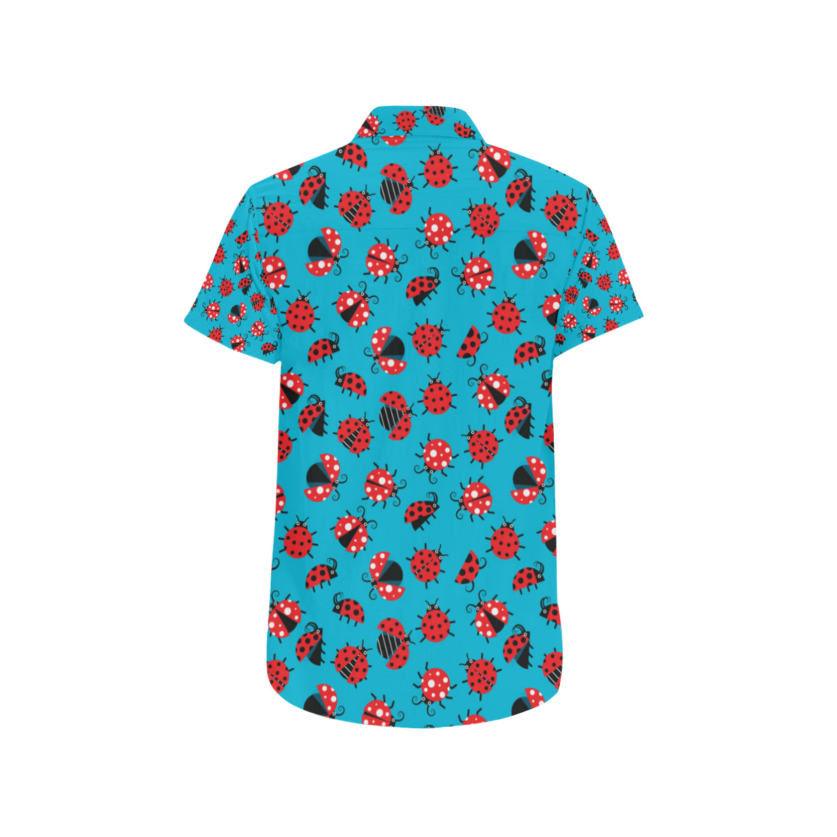 Ladybug Action Print Pattern Men's Short Sleeve Button Up Shirt