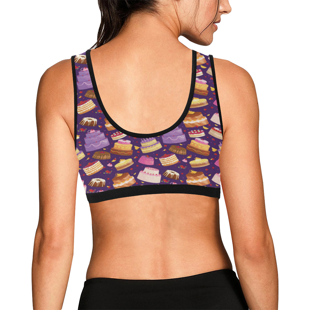 Cake Pattern Print Design 05 Sports Bra