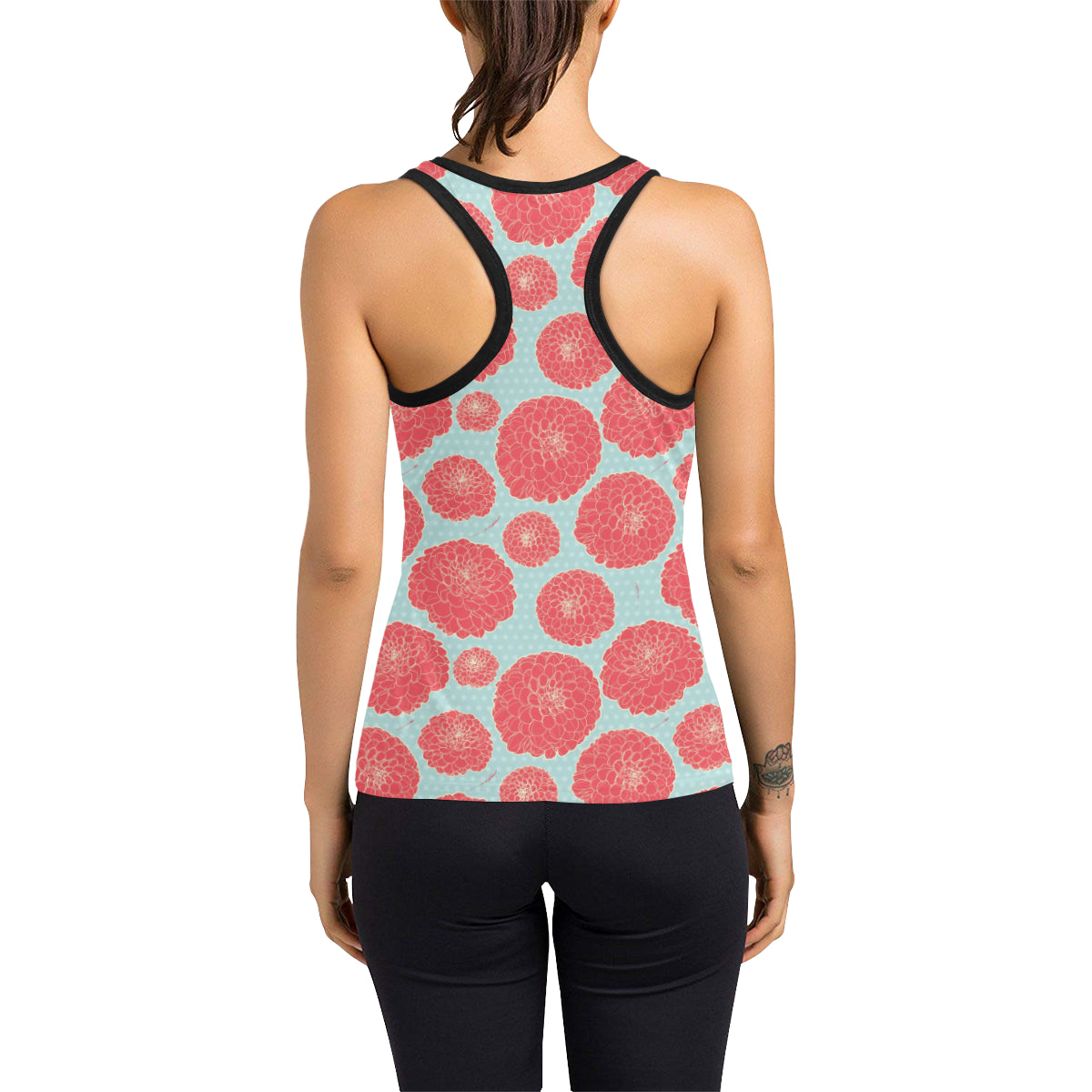 Marigold Pattern Print Design MR03 Women's Racerback Tank Top