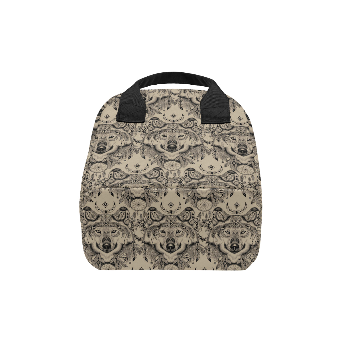 Indian Boho Wolf Insulated Lunch Bag