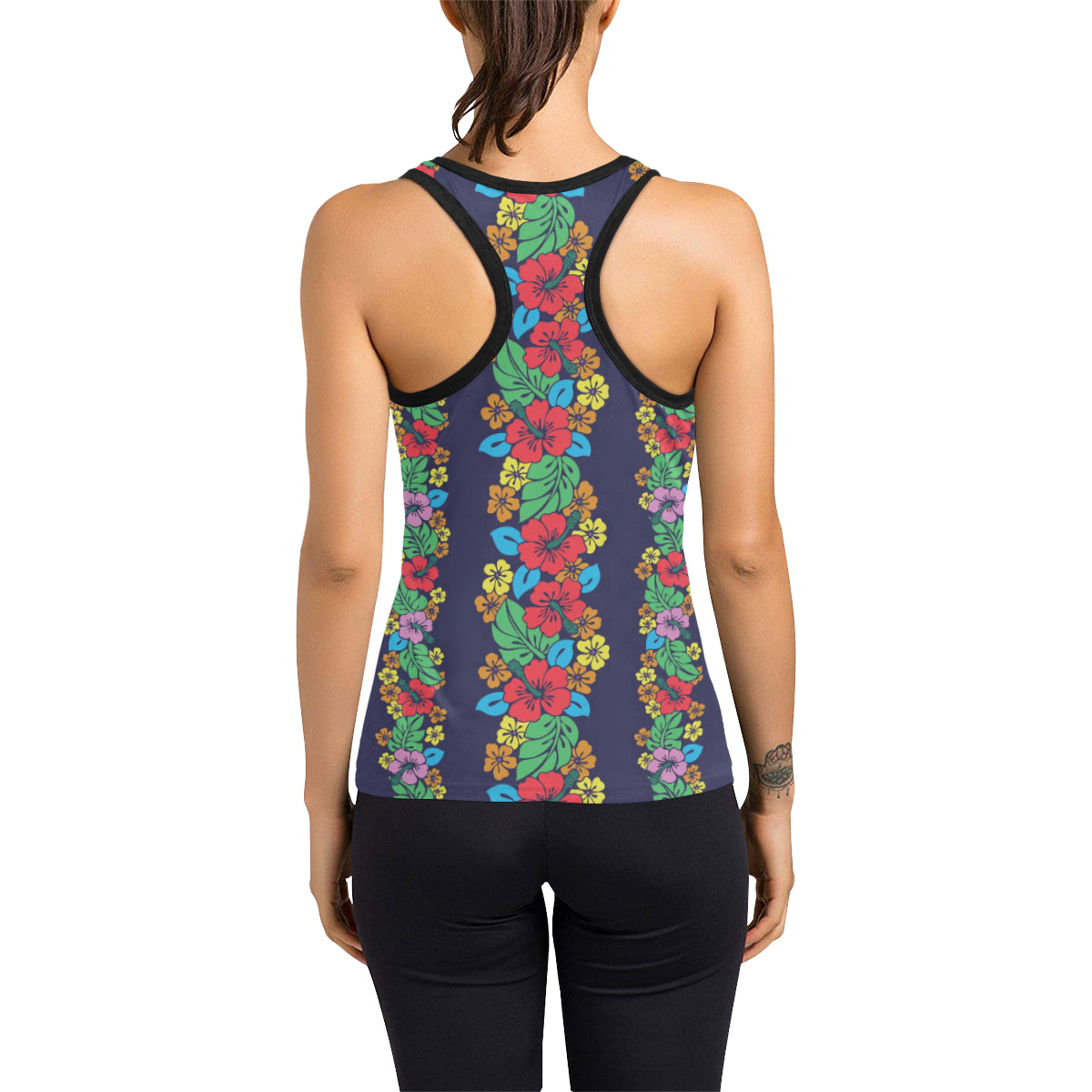 Hawaiian Themed Pattern Print Design H03 Women's Racerback Tank Top