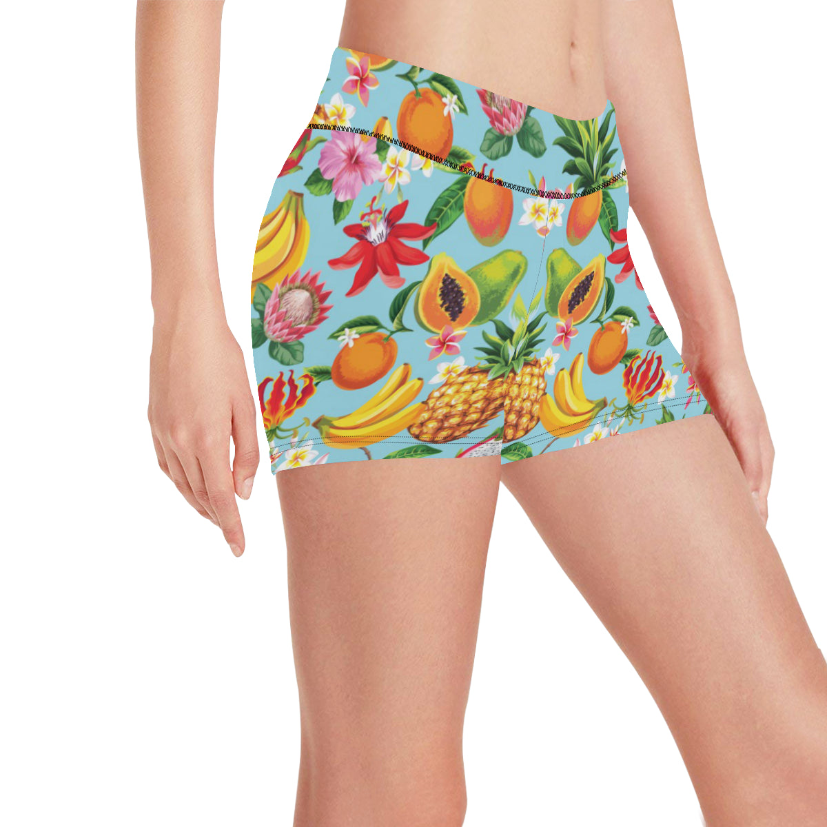 Tropical Fruits Pattern Print Design TF01 Yoga Shorts