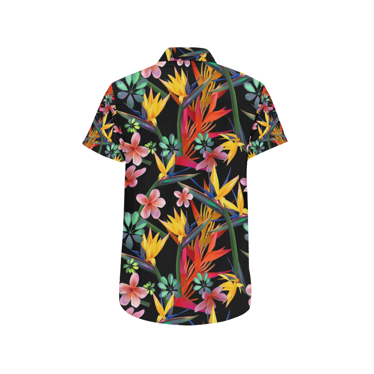Tropical Flower Pattern Print Design TF015 Men's Short Sleeve Button Up Shirt