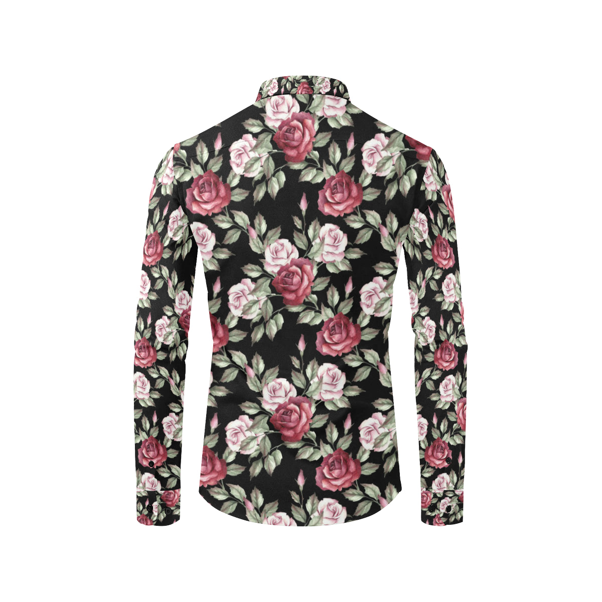 Rose Red Pink Pattern Print Design RO03 Men's Long Sleeve Shirt