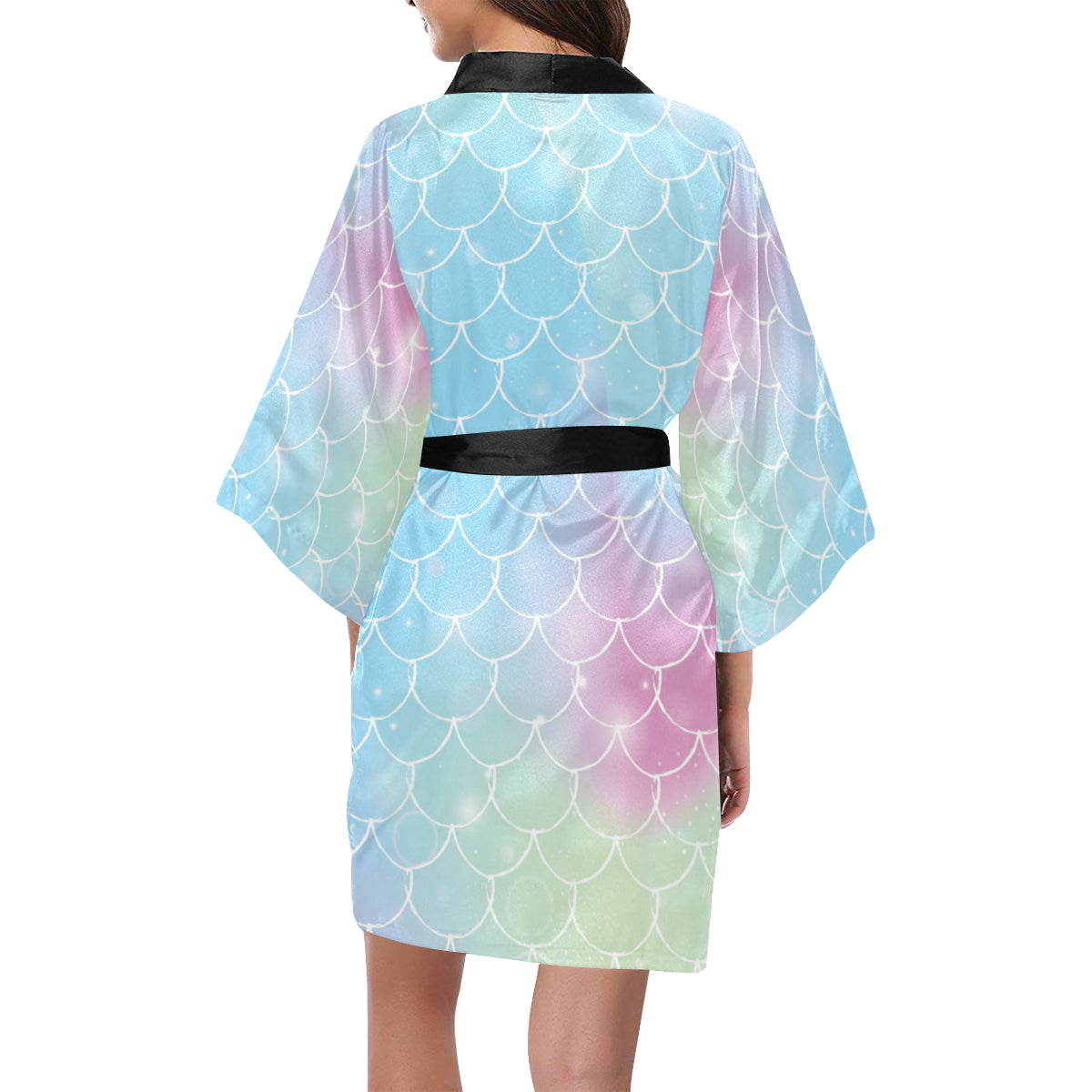 Rainbow Pattern Print Design A06 Women's Short Kimono
