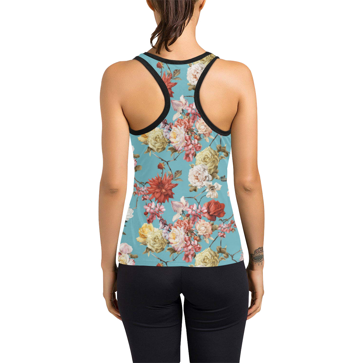 Summer Floral Pattern Print Design SF05 Women's Racerback Tank Top