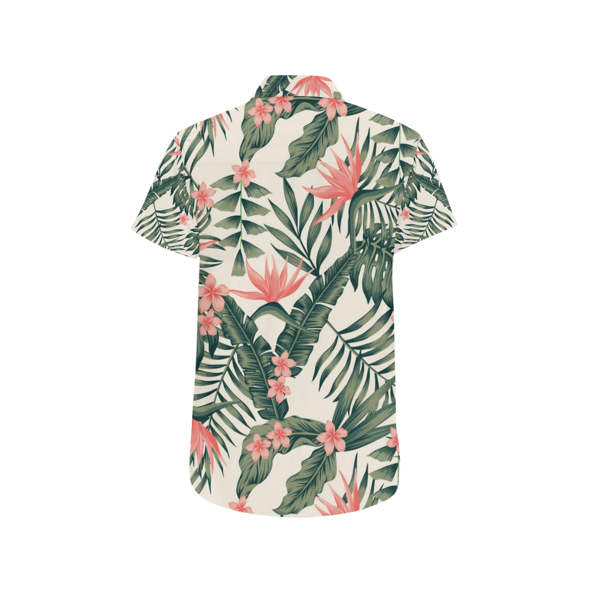 Tropical Flower Palm Leaves Men's Short Sleeve Button Up Shirt