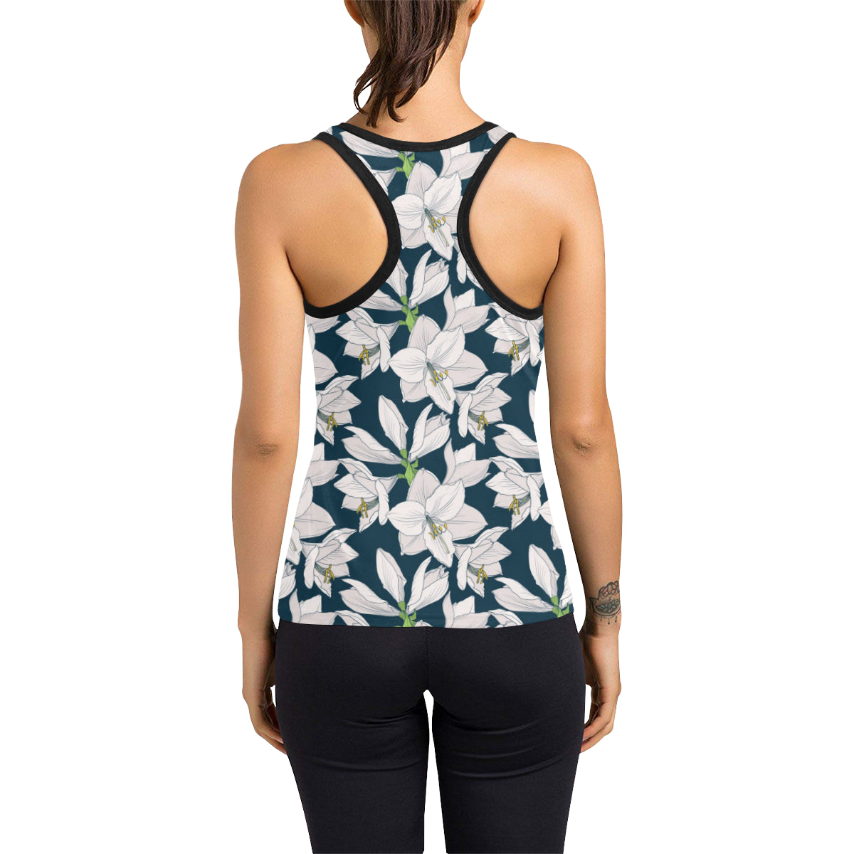 Amaryllis Pattern Print Design AL02 Women's Racerback Tank Top