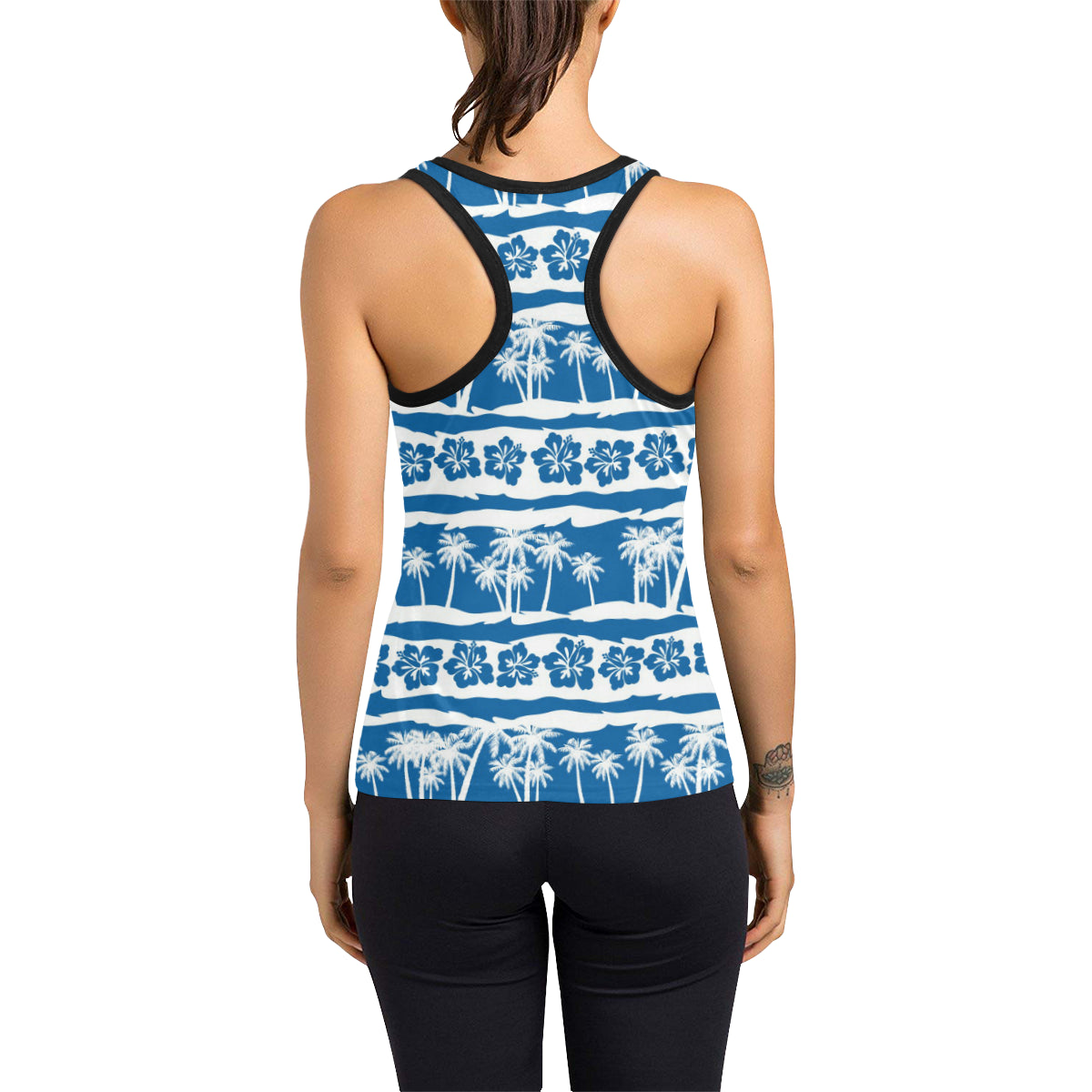 Hawaiian Themed Pattern Print Design H021 Women's Racerback Tank Top