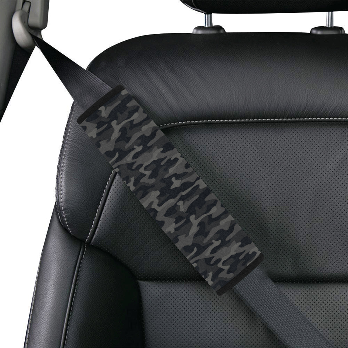 Camo Black Pattern Print Design 02 Car Seat Belt Cover