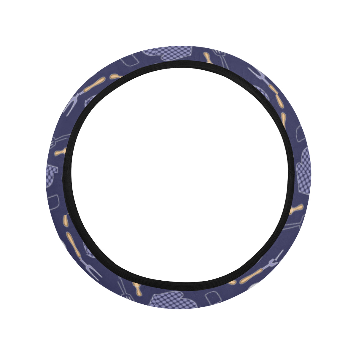 Cooking Kitchen Tools Pattern Print Design 04 Steering Wheel Cover with Elastic Edge