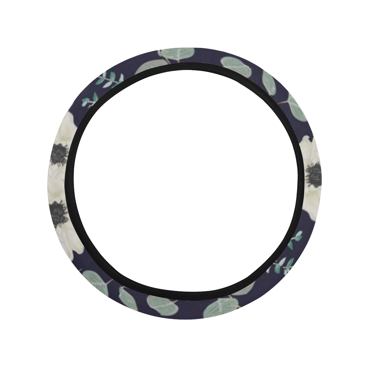 Anemone Pattern Print Design AM01 Steering Wheel Cover with Elastic Edge