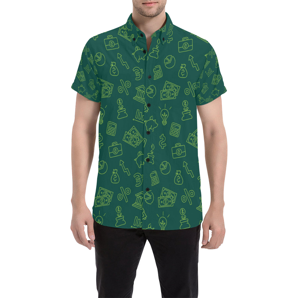 Accounting Financial Pattern Print Design 02 Men's Short Sleeve Button Up Shirt