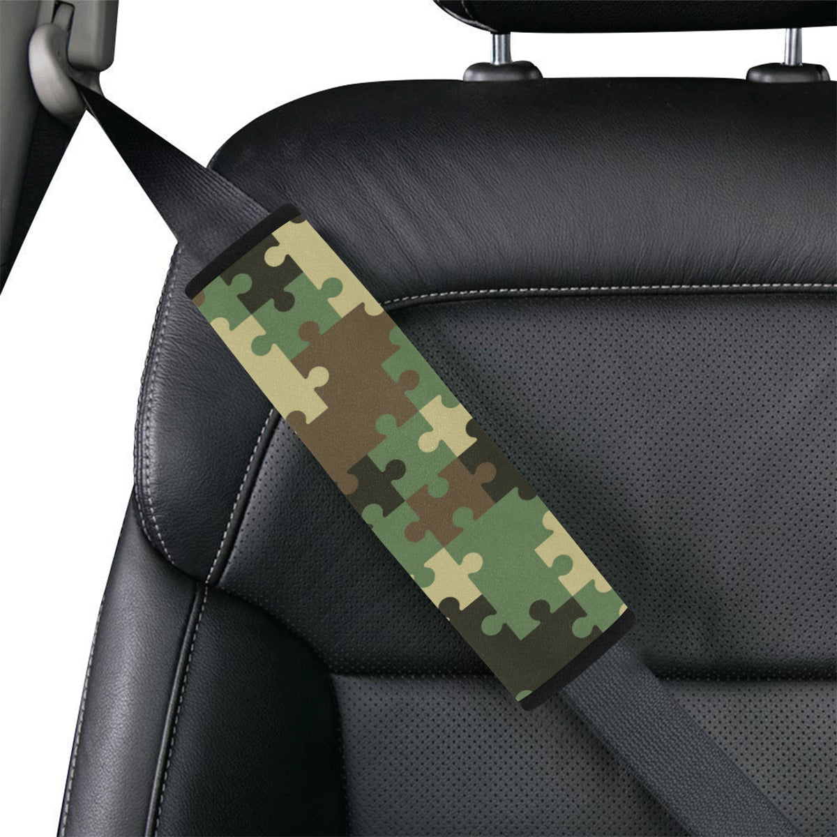 Puzzle Camo Pattern Print Design A03 Car Seat Belt Cover