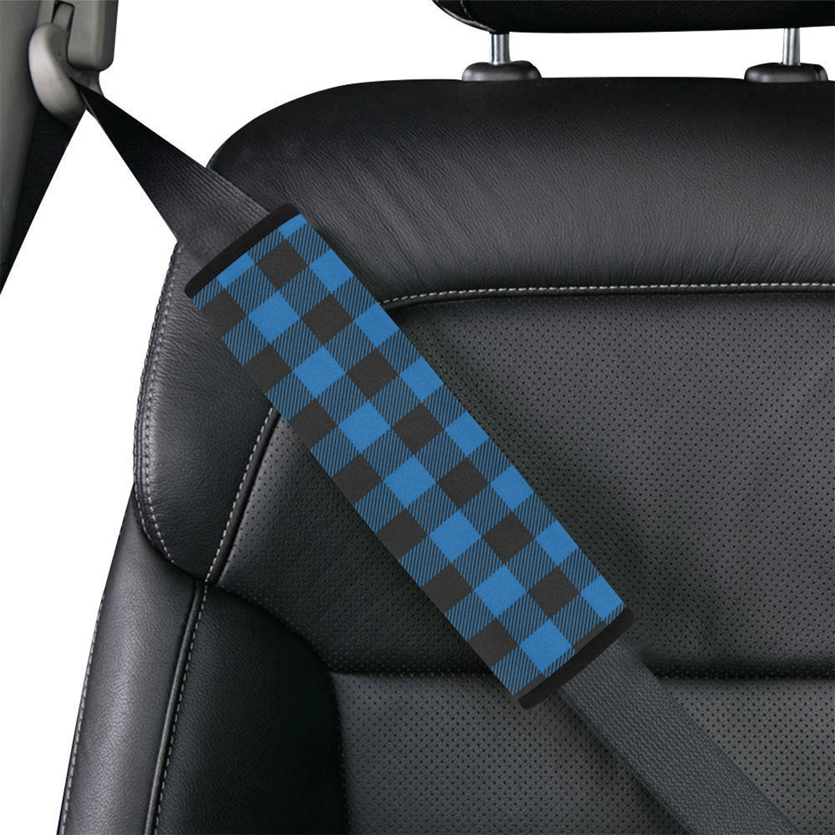 Buffalo check Blue Pattern Print Design 03 Car Seat Belt Cover