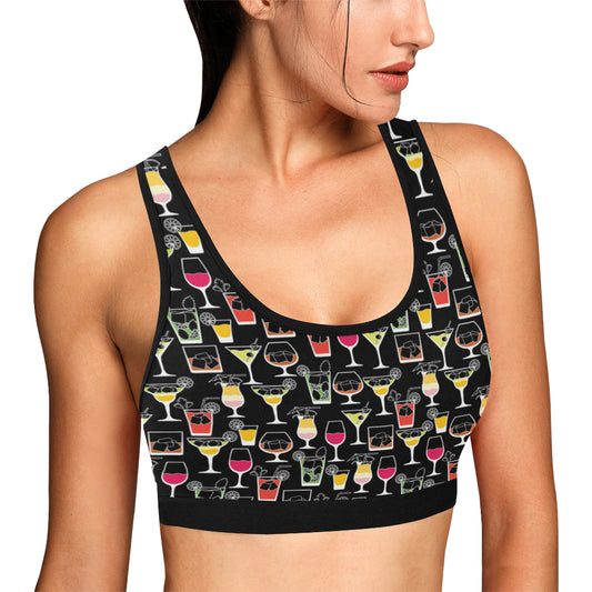 Cocktail Pattern Print Design 01 Sports Bra
