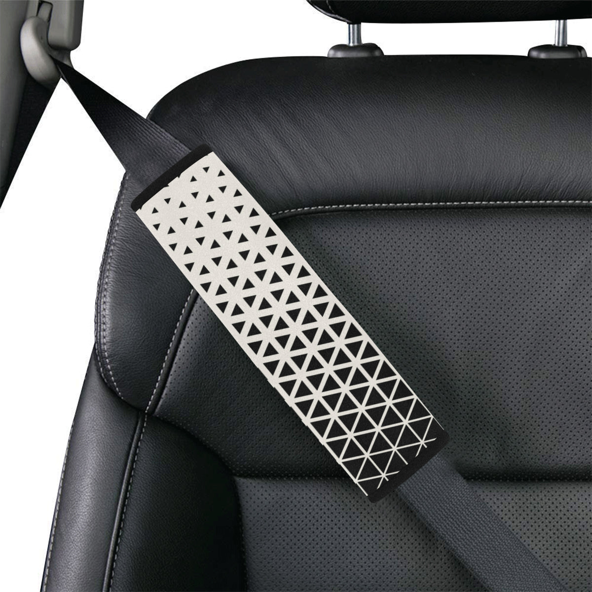 Geometric Black White Pattern Print Design 03 Car Seat Belt Cover